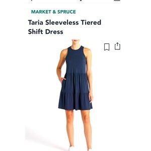 Cute cotton navy sleeveless dress. Has pockets!! Can dress it up or wear casual